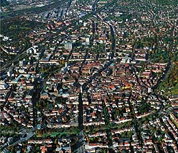 Das Zentrum von Freiburg i.Br. aus der Vogelperspektive